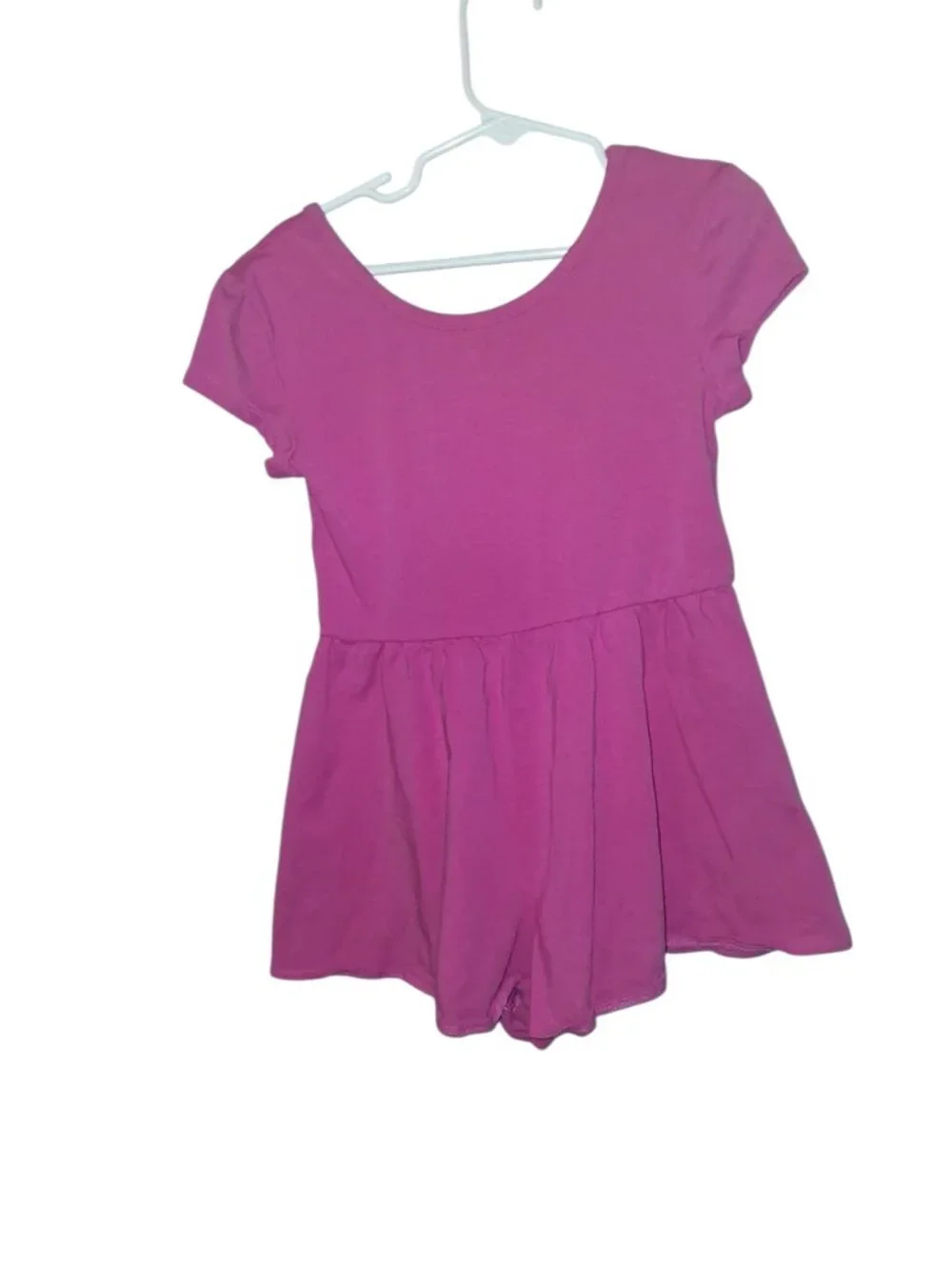 Gap Girls Pink Short Sleeve Romper One-Piece Outfit Ruffle Waist Size 6-7